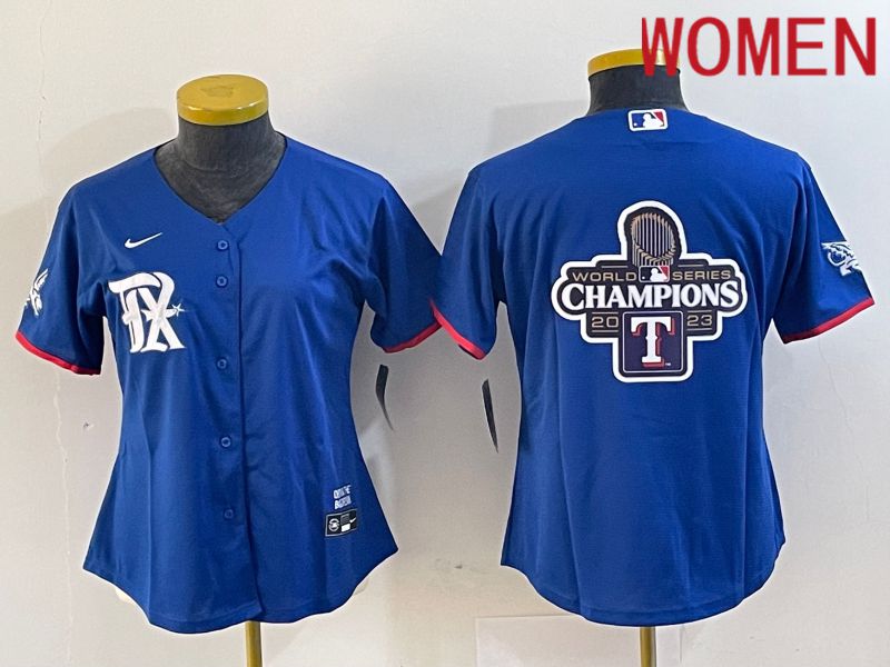 Women Texas Rangers Blank Blue Game Nike 2023 MLB Jersey style 1->->Women Jersey